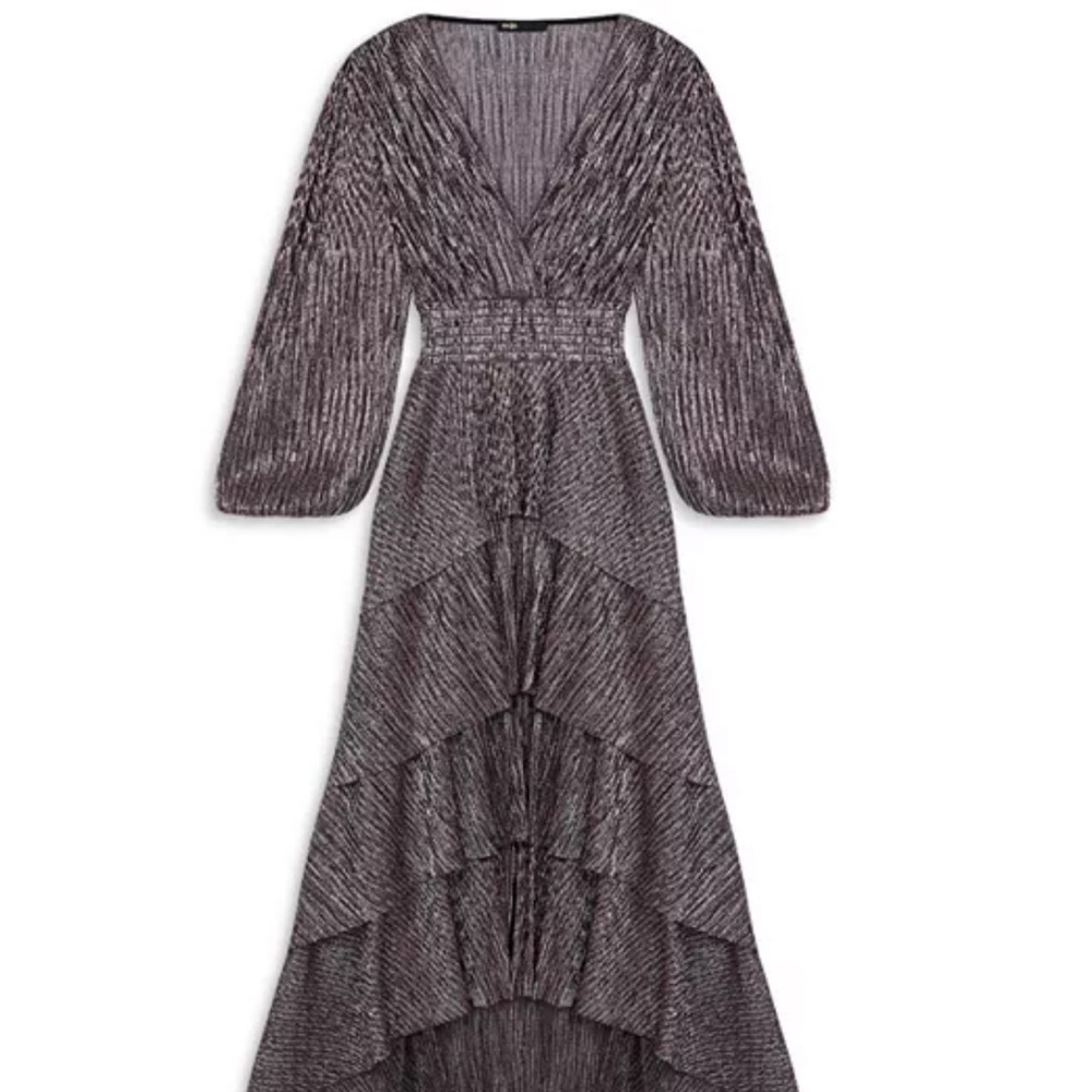 Maje Metallic Long Sleeve Dress